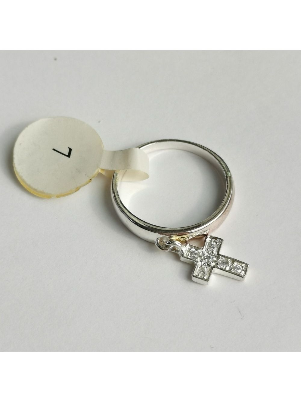 Sterling Silver CZ cross ring 925 Size 7 🆕